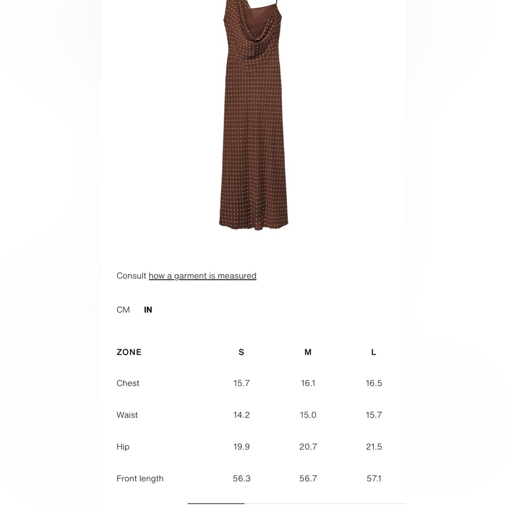 Zara NWT brown polka dot asymmetrical cowl draped detail midi maxi dress - Picture 9 of 9